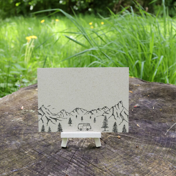 Postkarte aus Graspapier "Camping in den Bergen" - von Hannibelle – Bild 3