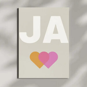Postkarte "JA"– Hochzeitskarte mit Herzmotiv