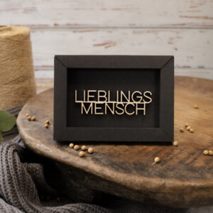 Lieblingsmensch - Rahmenkarte mit Holzschriftzug (schwarz)